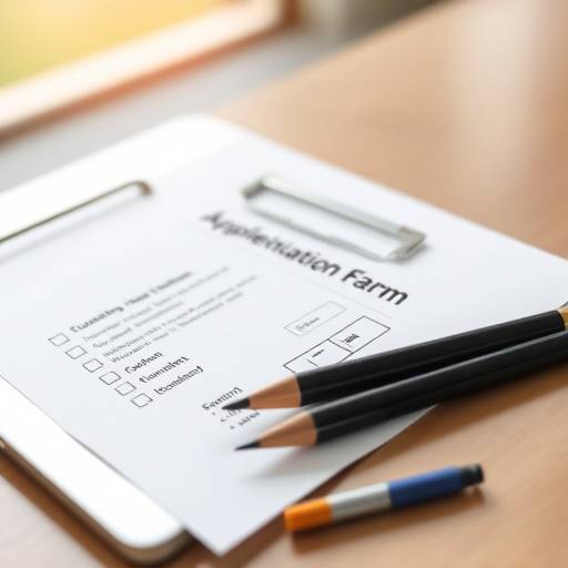 Une image d'un formulaire d'inscription rempli par un étudiant, avec des stylos et un ordinateur portable à proximité, suggérant le processus d'inscription à l'académie.